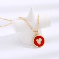Brass Necklace Heart plated for woman & enamel Sold By PC