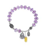 Amethyst Bracelet, with Beeswax & Brass, Fortune Cat, fashion jewelry & for woman, Length:Approx 7 Inch, Sold By PC