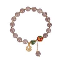 agate grise bracelet, avec Hetian Jade & laiton, Placage de couleur d'or, bijoux de mode & pour femme, 8mm, Longueur:Environ 7 pouce, Vendu par PC