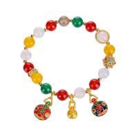 Mixed Agate Bracelet, with Brass, fashion jewelry & for woman, 8mm, Length:Approx 7 Inch, Sold By PC