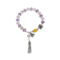 améthyste bracelet, avec cire d'abeille & perles de citrine & laiton, bijoux de mode & pour femme, 8mm, Longueur:Environ 7 pouce, Vendu par PC