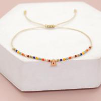 Bracelet de perles de verre, Seedbead, avec alliage de zinc, fait à la main, Réglable & bijoux de mode & unisexe & styles différents pour le choix, multicolore, Longueur:Environ 28 cm, Vendu par PC