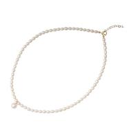 Freshwater Pearl Brass Chain Necklace, Pérolas de água doce, with cobre, banhado a ouro genuino, joias de moda & para mulher, Mais cores pare escolha, vendido para 37-40 cm Strand