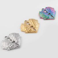 Stainless Steel Heart Pendants, 304 Stainless Steel, Vacuum Ion Plating, vintage & DIY & hollow, more colors for choice, 25x26x3mm, Hole:Approx 2mm, Sold By PC