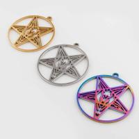 Stainless Steel Pendants, 304 Stainless Steel, pentagram, Vacuum Ion Plating, vintage & DIY & hollow, more colors for choice, 32x29x2mm, Hole:Approx 1mm, Sold By PC
