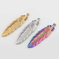 Stainless Steel Pendants, 304 Stainless Steel, Leaf, Vacuum Ion Plating, vintage & DIY, more colors for choice, 47x13x2mm, Hole:Approx 2mm, Sold By PC