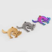 Stainless Steel Animal Pendants 304 Stainless Steel Cat Vacuum Ion Plating vintage & DIY Approx 1mm Sold By PC