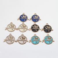 Zinc Alloy Enamel Pendants Flat Round gold color plated DIY & with rhinestone Approx 2mm Approx Sold By Bag