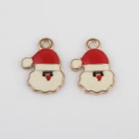 Zinc Alloy Christmas Pendants Santa Claus gold color plated DIY & enamel mixed colors Approx 2mm Approx Sold By Bag
