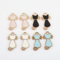 Tibetan Style Enamel Pendants, Cat, gold color plated, DIY, more colors for choice, 22x12x1.90mm, Hole:Approx 2.1mm, Approx 300PCs/Bag, Sold By Bag