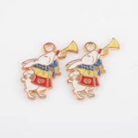 Tibetan Style Enamel Pendants, Rabbit, gold color plated, DIY, mixed colors, 23.20x20x1.40mm, Hole:Approx 2mm, Approx 300PCs/Bag, Sold By Bag