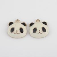 Tibetan Style Enamel Pendants, Panda, gold color plated, DIY, mixed colors, 17.50x16.80x5.90mm, Hole:Approx 1.5mm, Approx 300PCs/Bag, Sold By Bag