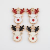 Zinc Alloy Christmas Pendants Christmas Reindeer gold color plated DIY & enamel Approx 1.3mm Approx Sold By Bag
