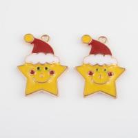 Zinc Alloy Christmas Pendants Star gold color plated DIY & enamel mixed colors Approx 1.5mm Approx Sold By Bag