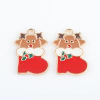 Zinc Alloy Christmas Pendants Christmas Reindeer gold color plated DIY & enamel mixed colors Approx 1.6mm Approx Sold By Bag