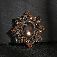 Zinc Alloy Brooches with Crystal gold color plated vintage & fashion jewelry & Unisex & with rhinestone mixed colors nickel lead & cadmium free 50-58mm Sold By PC