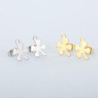 Stainless Steel Earring Stud Component 304 Stainless Steel Four Leaf Clover Vacuum Ion Plating fashion jewelry & DIY & for woman Sold By Pair