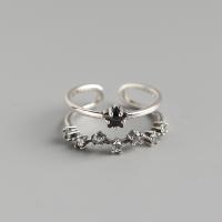 Cyrkonia mikro utorować pierścionki srebrne, 925 Srebro, biżuteria moda & mikro utorować cyrkonia & dla kobiety, bez zawartości niklu, ołowiu i kadmu, rozmiar:7, sprzedane przez PC