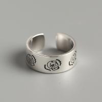 Ezüst ékszer Finger Ring, 925 ezüst, csiszolt, divat ékszerek & egynemű, nikkel, ólom és kadmium mentes, 8mm,16.5mm, Által értékesített PC