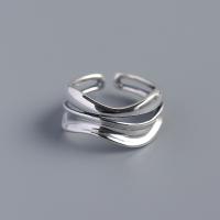 925 Sterling Silver Cuff Finger Ring fashion jewelry & for woman & hollow nickel lead & cadmium free 16.5mm Sold By PC