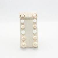 Pendientes de Perno de Aleación de Zinc, con Perlas plásticas, Joyería & para mujer, libre de níquel, plomo & cadmio, 90mm, Vendido por Par