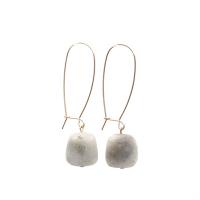 Brass Earring Hook, with Labradorite, fashion jewelry & for woman, nickel, lead & cadmium free, 17x63mm, Sold By Pair