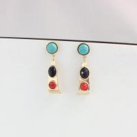 Zinc Alloy Stud Earring with turquoise fashion jewelry & for woman nickel lead & cadmium free 50mm Sold By Pair