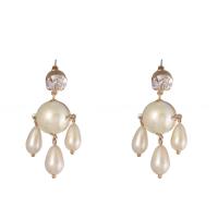 Tibetan Style Stud Earring, with Plastic Pearl, fashion jewelry & for woman & with rhinestone, nickel, lead & cadmium free, 50mm, Sold By Pair