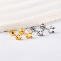 Stainless Steel Stud Earrings 304 Stainless Steel Crown Vacuum Ion Plating fashion jewelry & for woman Sold By Pair