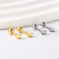 Stainless Steel Stud Earrings 304 Stainless Steel Vacuum Ion Plating & for woman & with rhinestone Sold By Pair