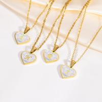 Stainless Steel Jewelry Necklace 304 Stainless Steel with Shell with 1.97inch extender chain Heart Vacuum Ion Plating fashion jewelry & for woman golden Length Approx 17.72 Inch Sold By PC