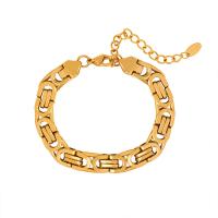 Bracelet d'acier titane, avec 1.97inch chaînes de rallonge, bijoux de mode & pour femme, doré, 8.50mm, Longueur:Environ 6.3 pouce, Vendu par PC