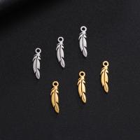 Stainless Steel Pendants 304 Stainless Steel Feather Vacuum Ion Plating fashion jewelry Sold By PC