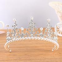 Bridal Tiaras, Tibetan Style, with Plastic Pearl, silver color plated, fashion jewelry & for woman & with rhinestone, silver color, nickel, lead & cadmium free, Inner Diameter:Approx 150mm, Sold By PC