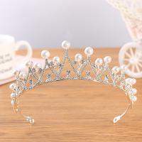 Bridal Tiaras Zinc Alloy with Plastic Pearl silver color plated fashion jewelry & for woman & with rhinestone silver color nickel lead & cadmium free Inner Approx 150mm Sold By PC