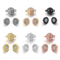 Zinc Alloy Magnetic Clasp Round plated DIY & with rhinestone nickel lead & cadmium free Sold By Bag