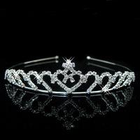 Bridal Tiaras, Brass, Heart, silver color plated, for woman & with rhinestone, nickel, lead & cadmium free, 35mm, Inner Diameter:Approx 110mm, Sold By PC