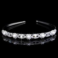 Bridal Tiaras Brass with Plastic Pearl silver color plated for woman & with rhinestone nickel lead & cadmium free 11mm Inner Approx 120mm Sold By PC