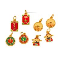 Tibetan Style Enamel Pendants, gold color plated, Different Shape for Choice & DIY, more colors for choice, nickel, lead & cadmium free, Hole:Approx 4mm, Approx 50PCs/Bag, Sold By Bag