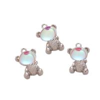 Tibetan Style Animal Pendants, with Glass Rhinestone, Bear, plated, DIY, more colors for choice, nickel, lead & cadmium free, 13x19mm, Hole:Approx 2mm, Approx 50PCs/Bag, Sold By Bag