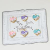 Zinc Alloy Enamel Pendants with Plastic Pearl Heart gold color plated DIY nickel lead & cadmium free Approx Sold By Bag