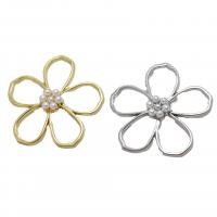 Zinc Alloy Flower Pendants with Plastic Pearl plated DIY nickel lead & cadmium free Approx Sold By Bag