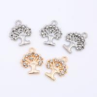 Tibetan Style Rhinestone Pendants, Tree, plated, DIY & with rhinestone, more colors for choice, nickel, lead & cadmium free, 17x14x1.60mm, Sold By PC