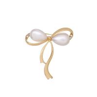 Zinc Alloy Brooches with Plastic Pearl plated & for woman & with rhinestone Sold By PC