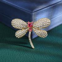 Tibetan Style Brooches, Dragonfly, plated, for woman & with rhinestone, more colors for choice, nickel, lead & cadmium free, 46mm, Sold By PC