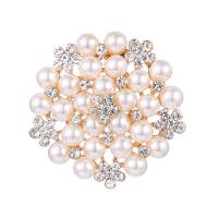 Zinc Alloy Brooches with Plastic Pearl petals plated for woman & with rhinestone Sold By PC