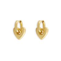 Titan Stahl Ohrring, Titanstahl, Herz, plattiert, für Frau, goldfarben, 20mm, verkauft von Paar
