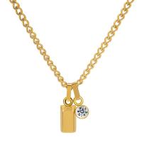 Stainless Steel Jewelry Necklace, 304 Stainless Steel, with 6CM extender chain, plated, micro pave cubic zirconia & for woman, golden, Length:Approx 44 cm, Sold By PC