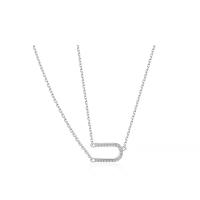 925 Sterling Silver Necklaces with 5CM extender chain plated for woman & with rhinestone platinum color Length Approx 40 cm Sold By PC