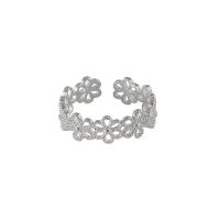 925 Sterling Silver Finger Rings, petals, plated, for woman, platinum color, Sold By PC